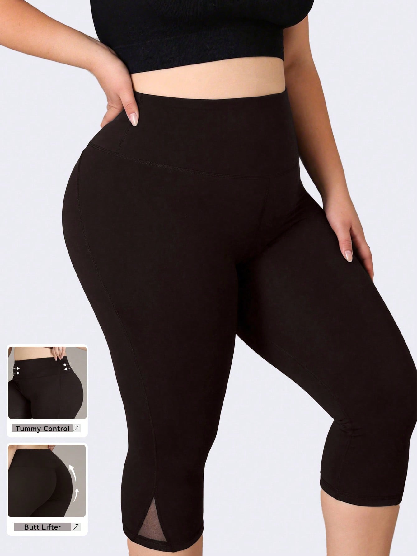 Pilates Yoga Leggings - 여성용 빅사이즈 짐 레깅스 | 메쉬
