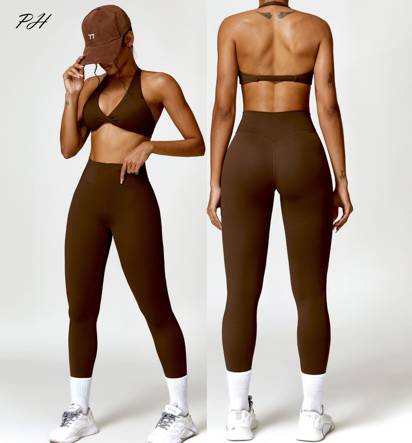Pilates Yoga Leggings - 여성용 누드 느낌 운동 세트, 요가