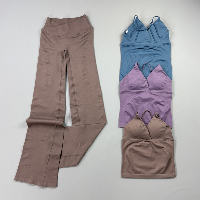 Pilates Yoga Leggings - 2피스 여성용 심리스 요가 운동복 세트