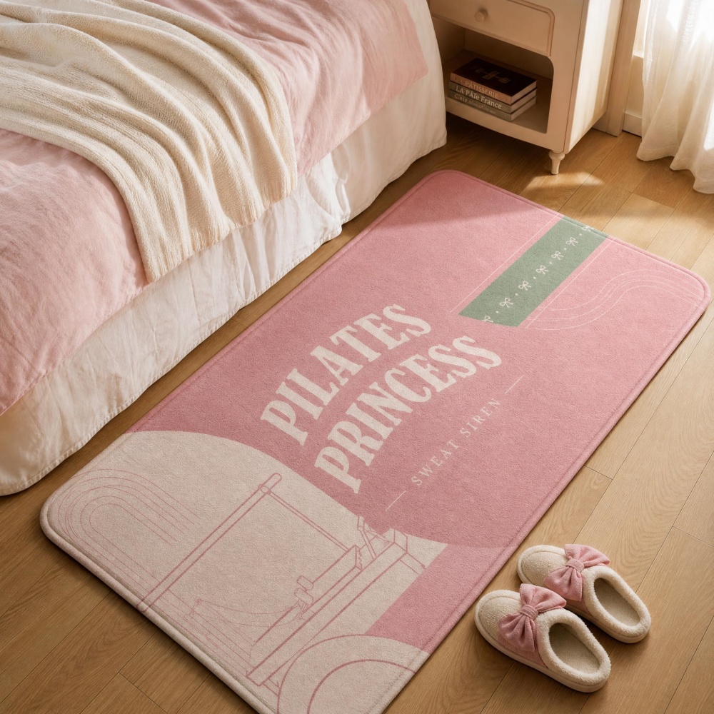 Pilates Yoga Room - 부드러운 플란넬 직사각형 바닥 러그 핑크