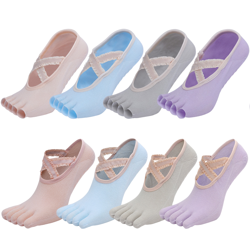 다섯 손가락 요가 양말 레이스 크로스 스트랩 붕대, 미 - Pilates Yoga Grip Socks 리뷰 및 가격